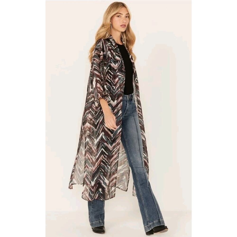 Shyanne New Womens Festival Beachy Boho Long Printed Maxi Kimono Shawl Size L/XL